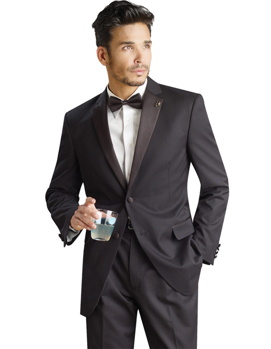 Black Notch Wool Tuxedo - Men's Tuxedo USA