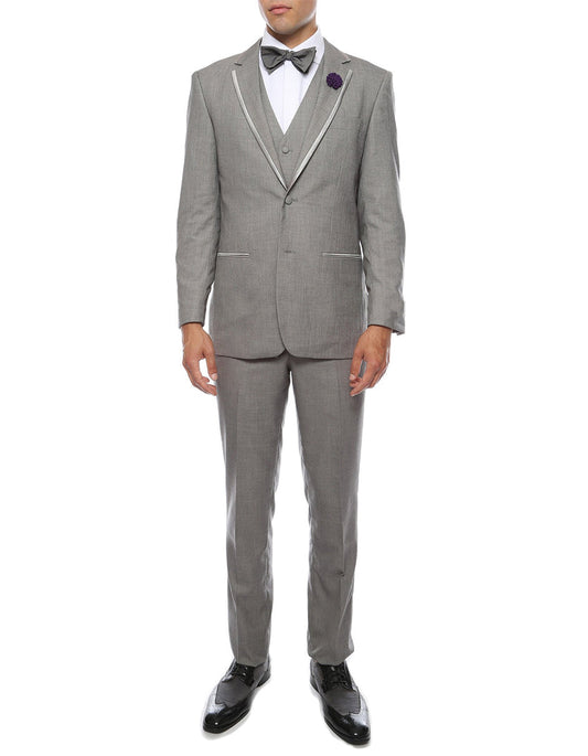 Vested Grey Trim Tuxedo - Men's Tuxedo USA