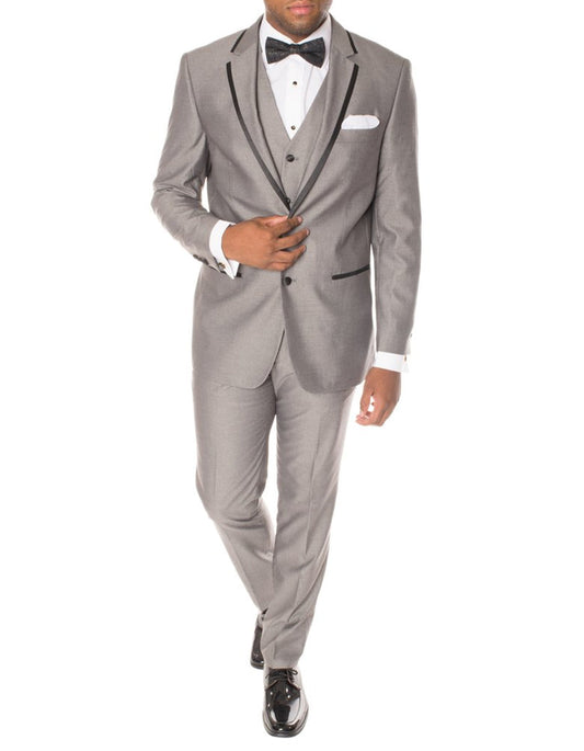 Grey Sharkskin Trim Tuxedo - Men's Tuxedo USA