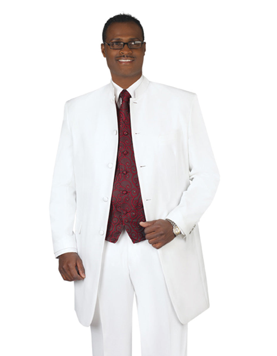 Long White Mandarin Tuxedo - Men's Tuxedo USA