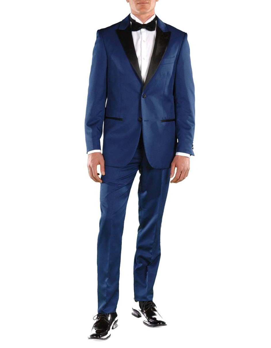 Indigo Sharkskin Peak Tuxedo - Men's Tuxedo USA