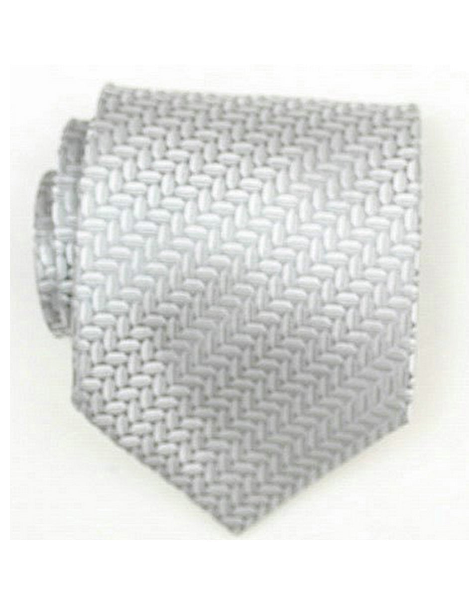 Silver Woven Neck Tie - Men's Tuxedo USA