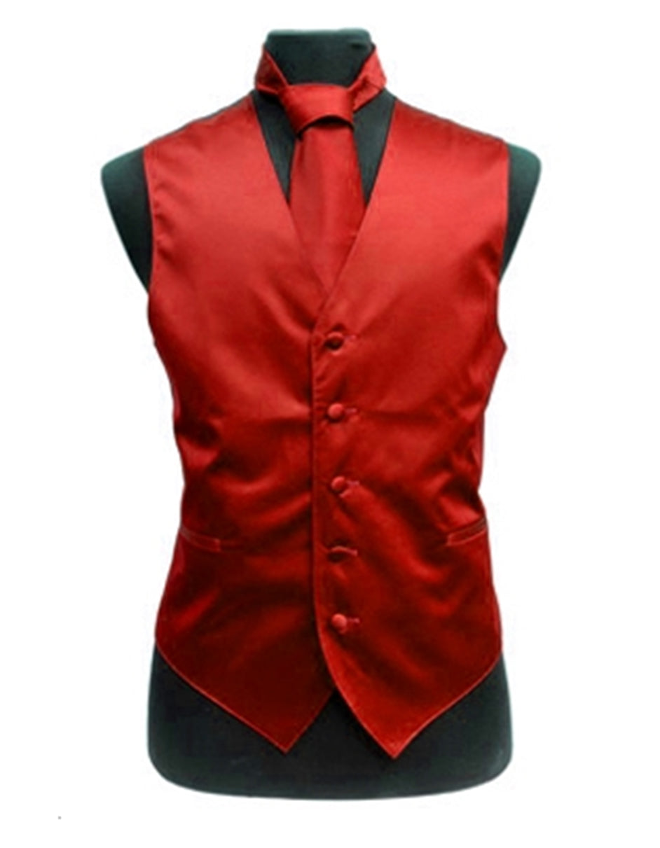 Solid Red Vest Set - Men's Tuxedo USA