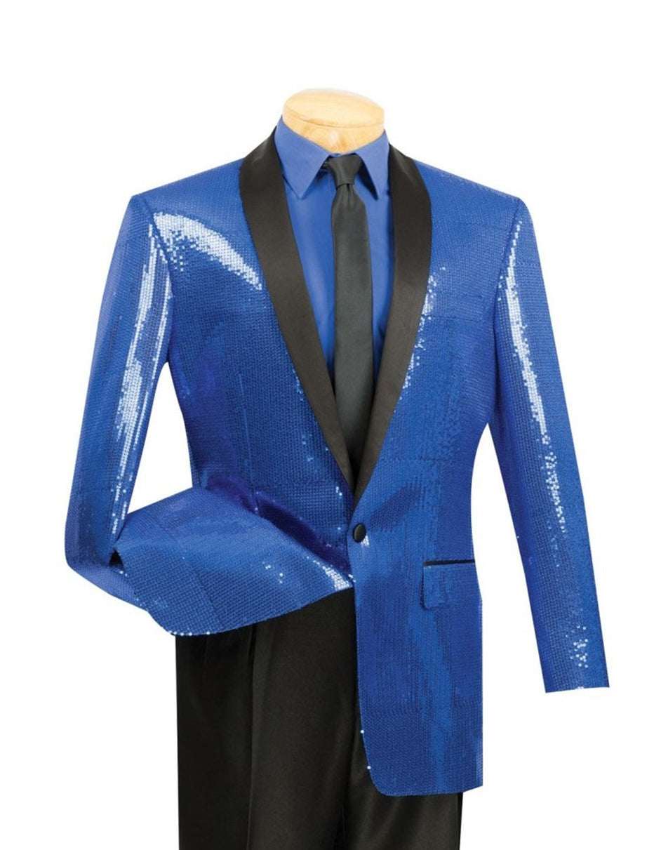 Mens Royal Blue Sequin Tuxedo Blazer - Men's Tuxedo USA