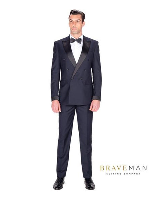 Mens Modern Fit Double Breasted Tuxedo in Navy - Men's Tuxedo USA