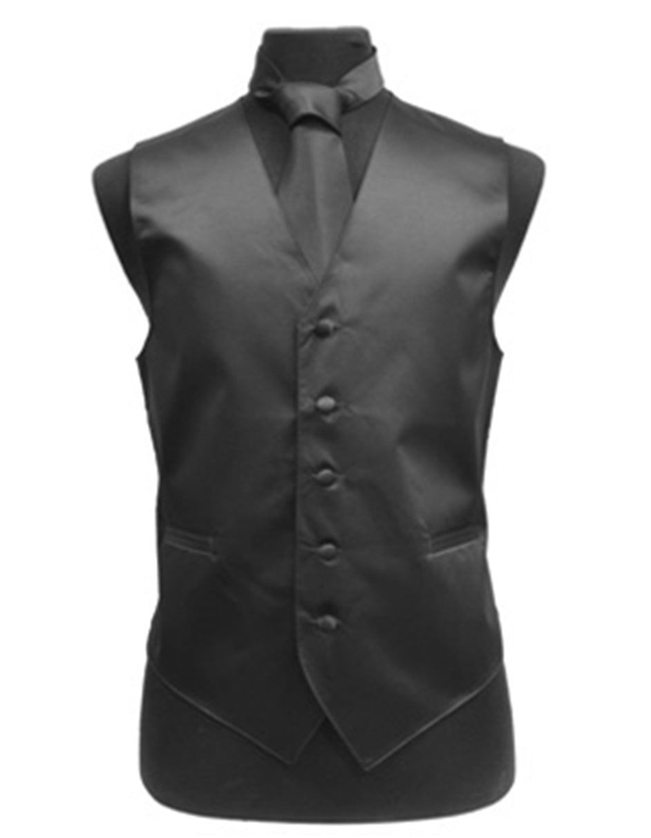 Solid Black Vest Set - Men's Tuxedo USA