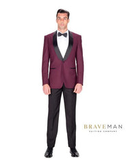 Burgundy Slim Shawl Tuxedo - Men's Tuxedo USA