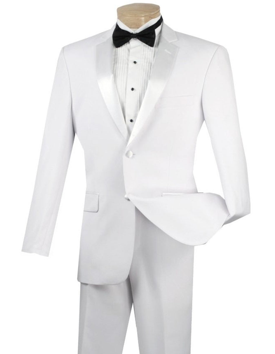 White Slim Notch Prom Tuxedo - Men's Tuxedo USA