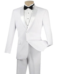 White Slim Notch Prom Tuxedo - Men's Tuxedo USA