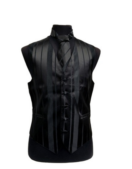 Black Stripe Vest Set - Men's Tuxedo USA