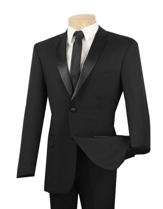 Black Slim Notch Tuxedo Black - Men's Tuxedo USA