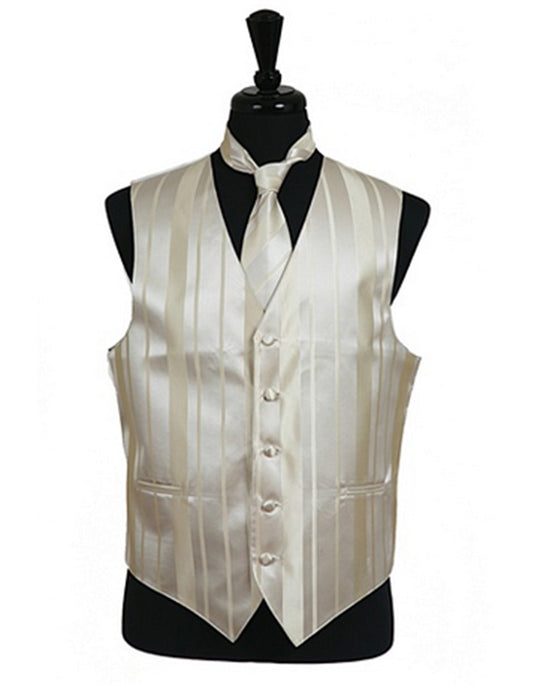 Beige Stripe Vest Set - Men's Tuxedo USA