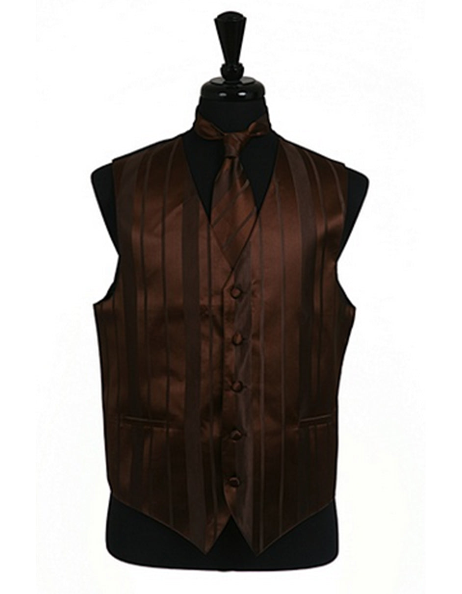 Brown Stripe Vest Set - Men's Tuxedo USA