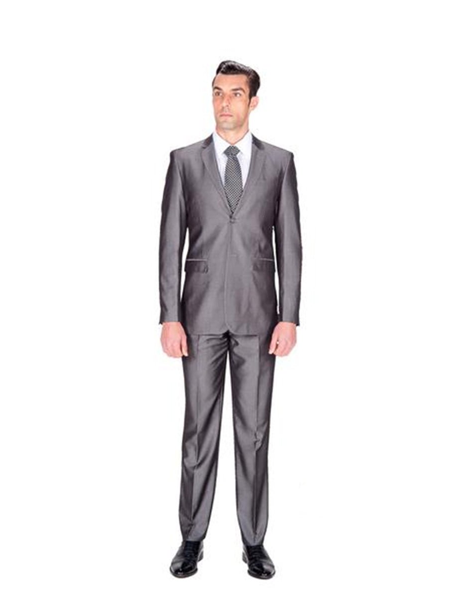 Grey Sharkskin Wedding Suit - Men's Tuxedo USA