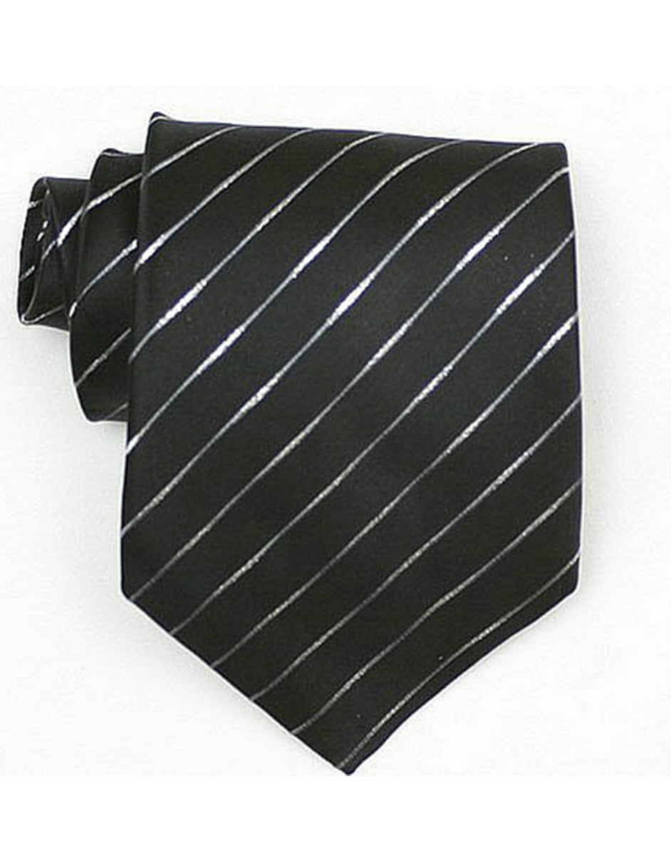 Black Stripe Neck Tie - Men's Tuxedo USA