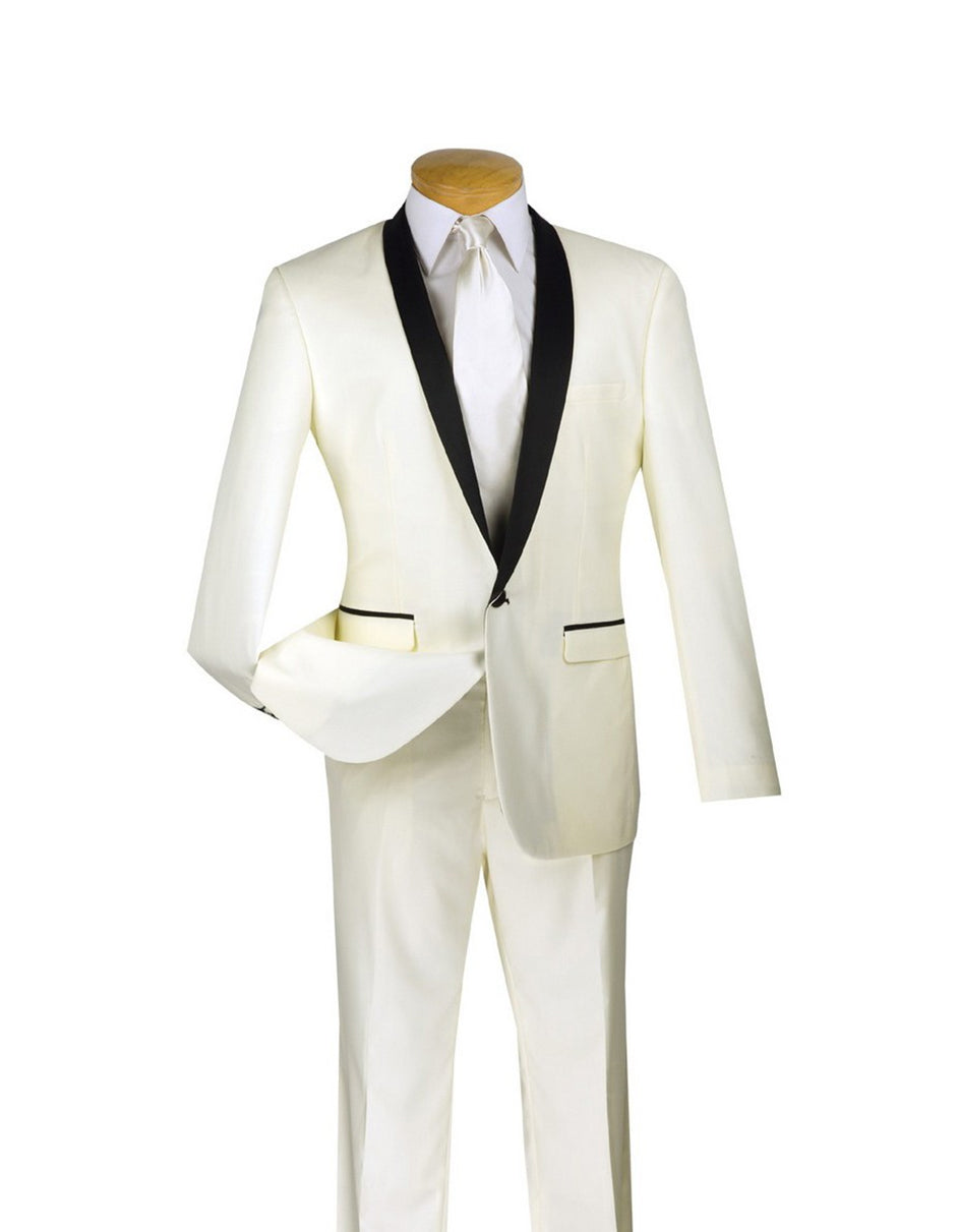 Ivory & Black Shawl Tuxedo - Mens Slim Fitted Tuxedo - Men's Tuxedo USA