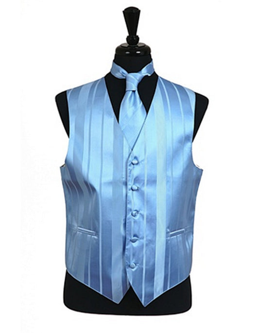 Sky Blue Stripe Vest Set - Men's Tuxedo USA