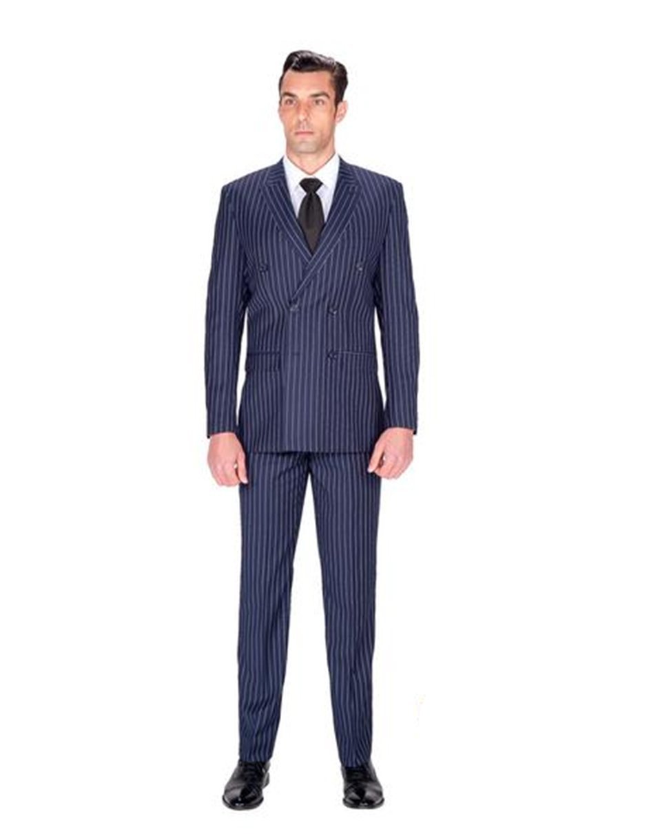 Double Breasted Navy Stripe Suit - Men's Tuxedo USA