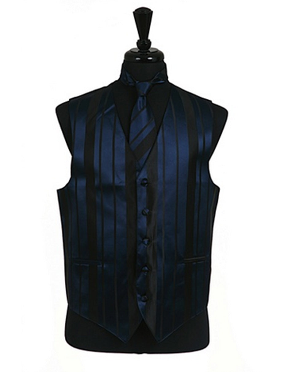 Navy Stripe Vest Set - Men's Tuxedo USA