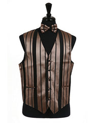 Mocha Stripe Vest Set - Men's Tuxedo USA