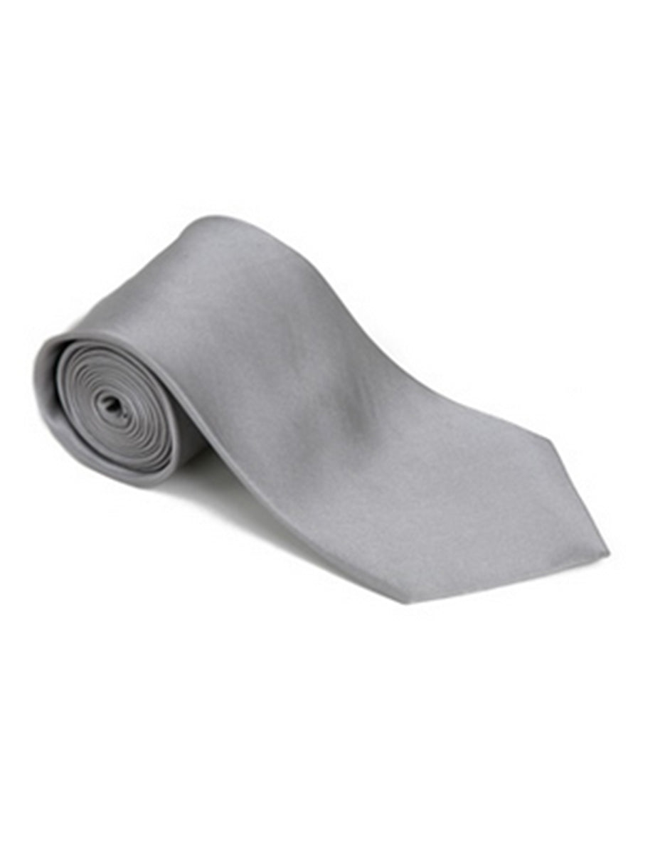 Solid Silver Neck Tie - Men's Tuxedo USA