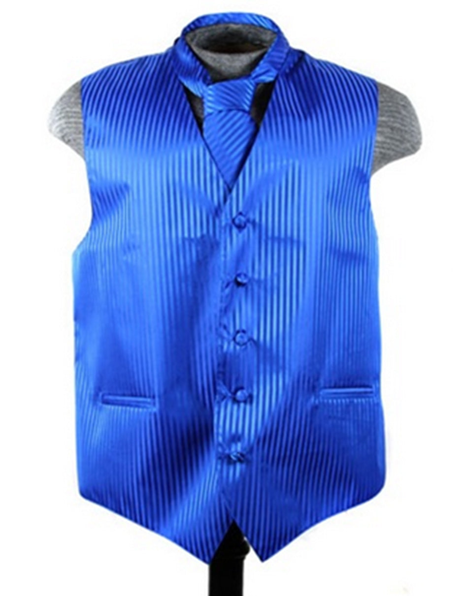 Royal Blue Stripe Vest Set - Men's Tuxedo USA