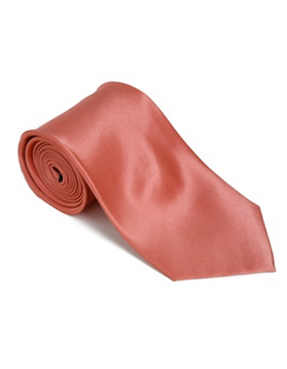 Solid Coral Neck Tie - Men's Tuxedo USA