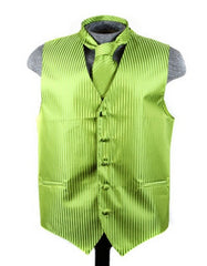 Green Tonal Stripe Vest Set - Men's Tuxedo USA