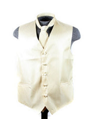 Ivory Tonal Stripe Vest Set - Men's Tuxedo USA