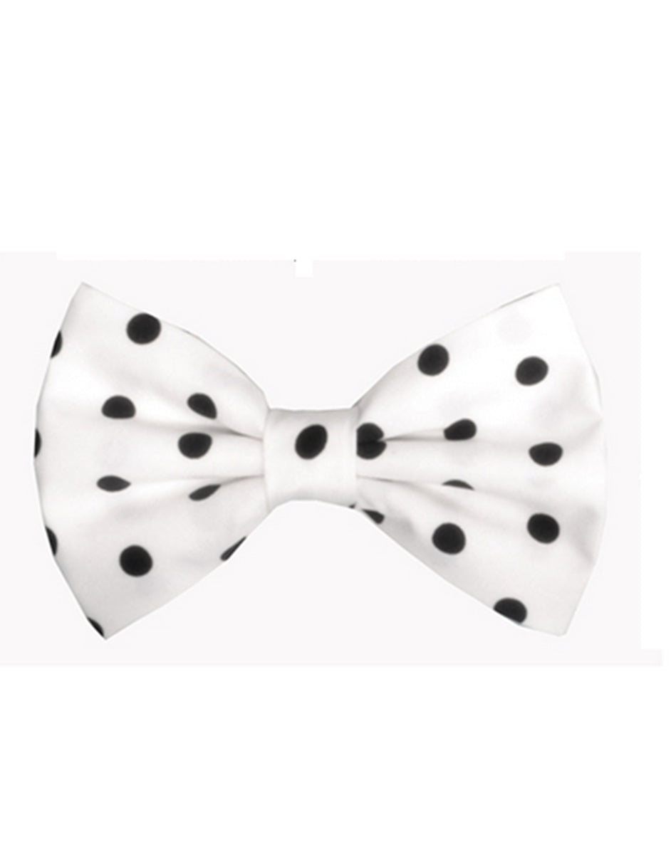 White & Black Polk Dot Bow Tie - Men's Tuxedo USA