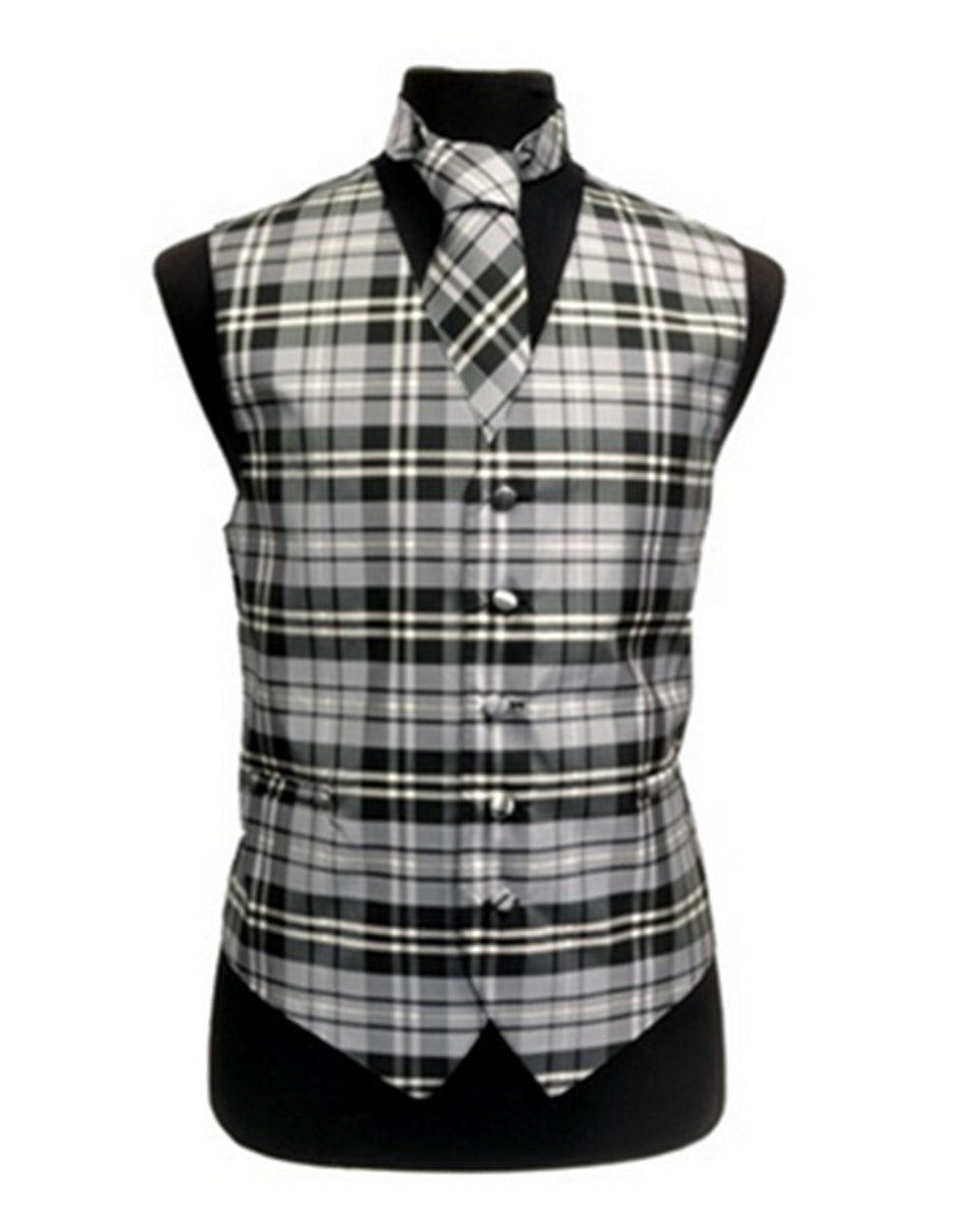 Grey Plaid Vest Set - Men's Tuxedo USA