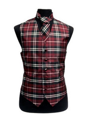 Burgundy Plaid Vest Set - Men's Tuxedo USA