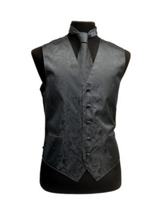 Charcoal Paisley Vest Set - Men's Tuxedo USA