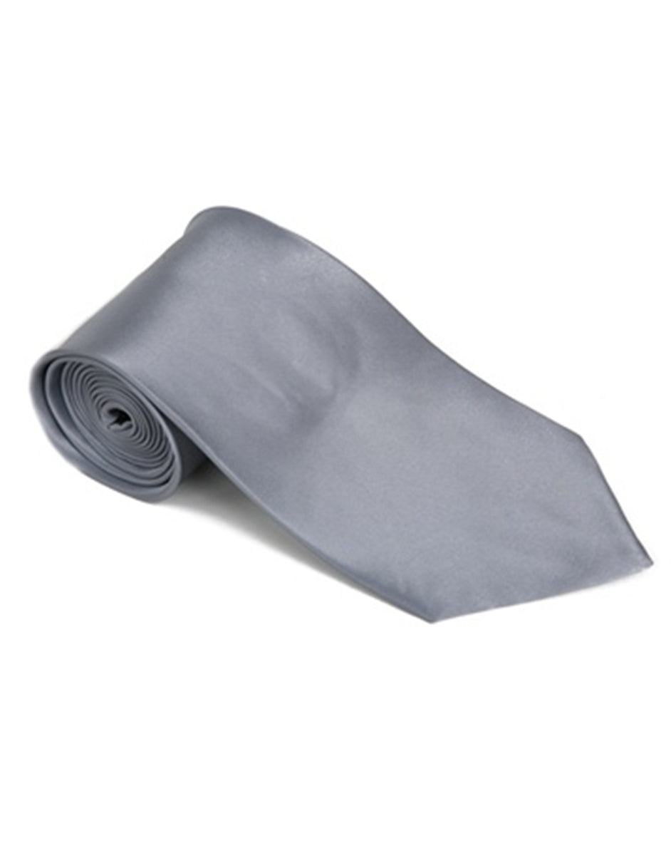 Solid Grey Neck Tie - Men's Tuxedo USA