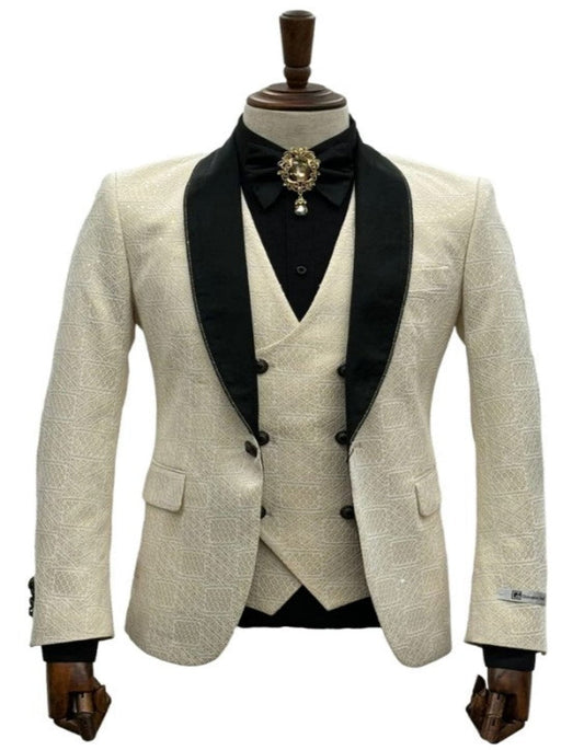 Ivory Wedding Suit - Cream Tuxedo Suit - Ivory Dinner Jacket Plus Pants