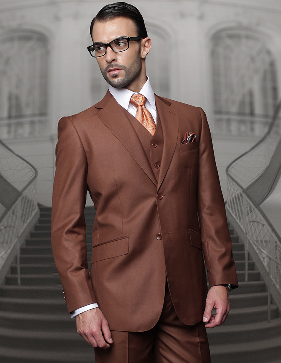 Mens 2 Button Classic Fit Pleated Pant Suit in Big & Tall Sizes in Copper - Men's Tuxedo USA