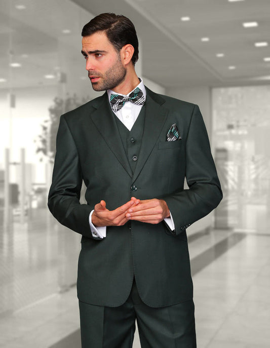 Mens 2 Button Classic Fit Pleated Pant Suit in Big & Tall Sizes in Hunter Green - Men's Tuxedo USA