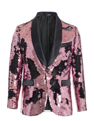 1 Button Reversible Sequin Blazer In Pink and Black - Men's Tuxedo USA