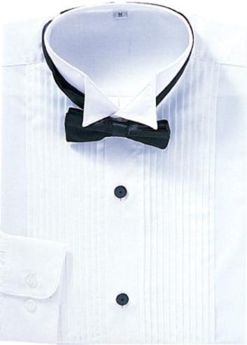 Mens Convertible Cuff Wing Collar Tuxedo Shirt in White - Men's Tuxedo USA