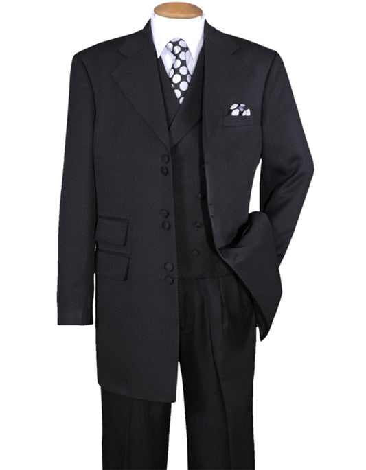 Mens 6 Button Double Breasted Vest Zoot Suit in Black - Men's Tuxedo USA