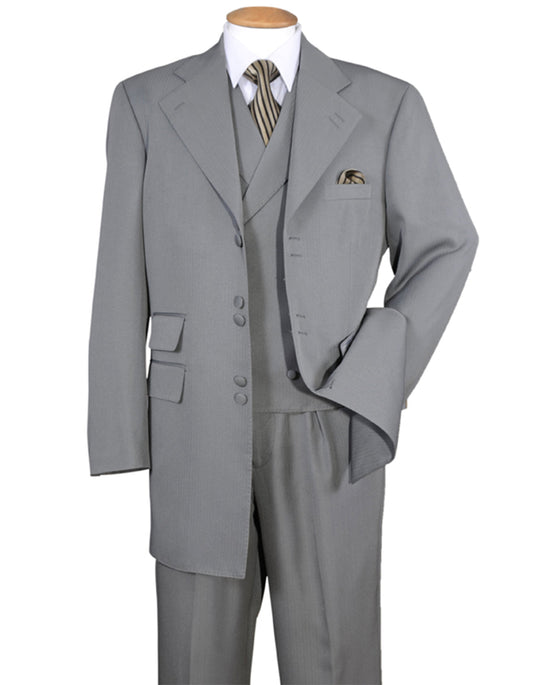 Mens 6 Button Double Breasted Vest Zoot Suit in Grey - Men's Tuxedo USA