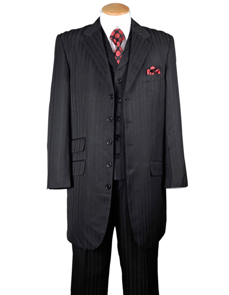 Mens Ton on Ton Stripe Fashion Zoot Suit in Black - Men's Tuxedo USA