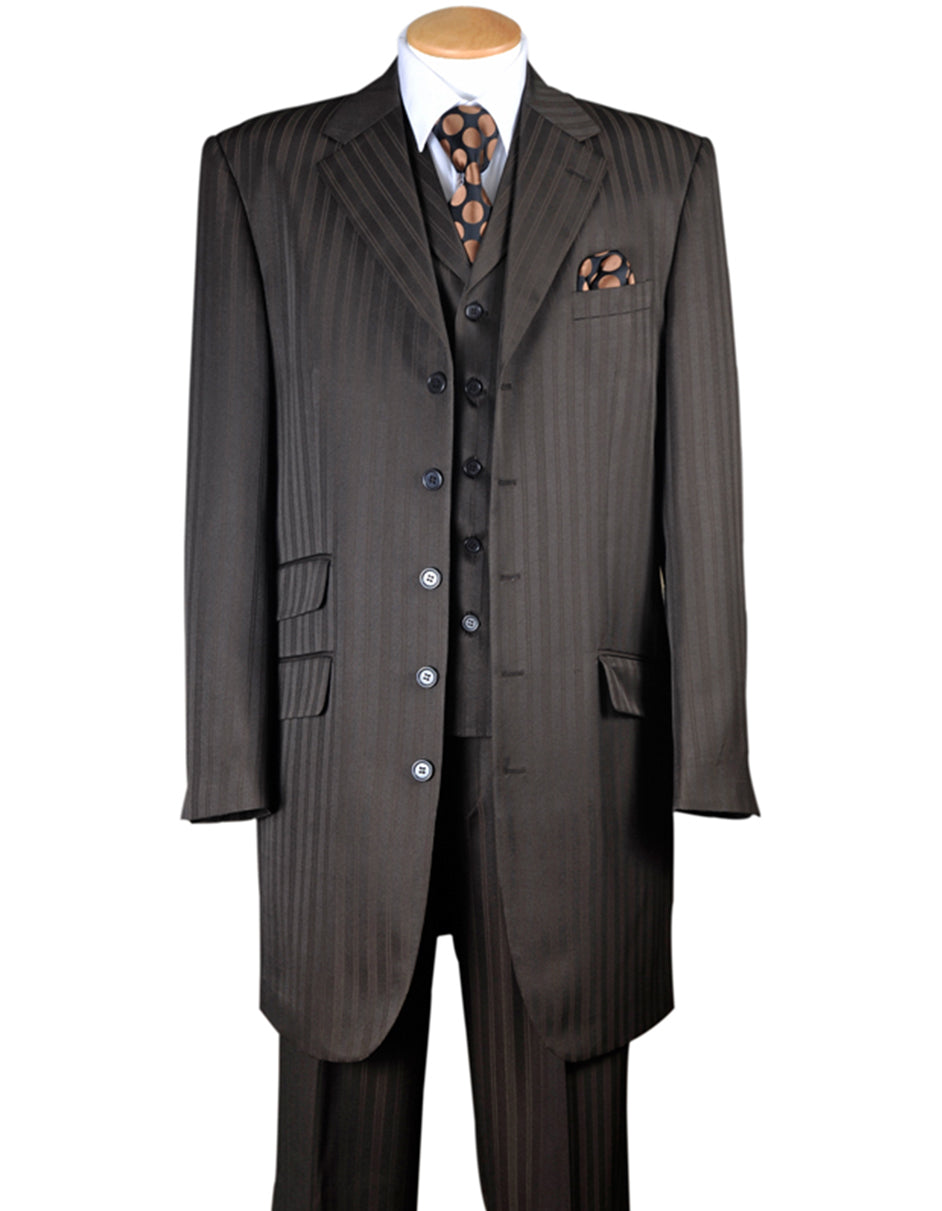 Mens Ton on Ton Stripe Fashion Zoot Suit in Brown - Men's Tuxedo USA