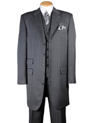 Mens Ton on Ton Stripe Fashion Zoot Suit in Grey - Men's Tuxedo USA