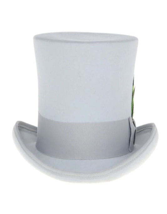 Victorian Steampunk Top Hat - 1800 19th Century - Dressy Loden Felt Top Light Grey Wool Hat