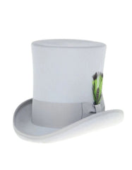 Victorian Steampunk Top Hat - 1800 19th Century - Dressy Loden Felt Top Light Grey Wool Hat