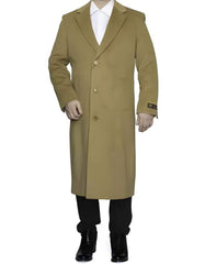 3 Button Camel Full Length Wool Dress Ankle length Top Coat/Overcoat - Mens Overcoat - Men's Tuxedo USA