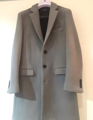 3 Button Light Grey Cashmere Overcoat - Men's Tuxedo USA