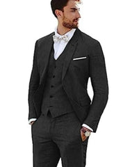 Linen Suit - Mens Summer Suits Black Color - Beach Wedding - Men's Tuxedo USA