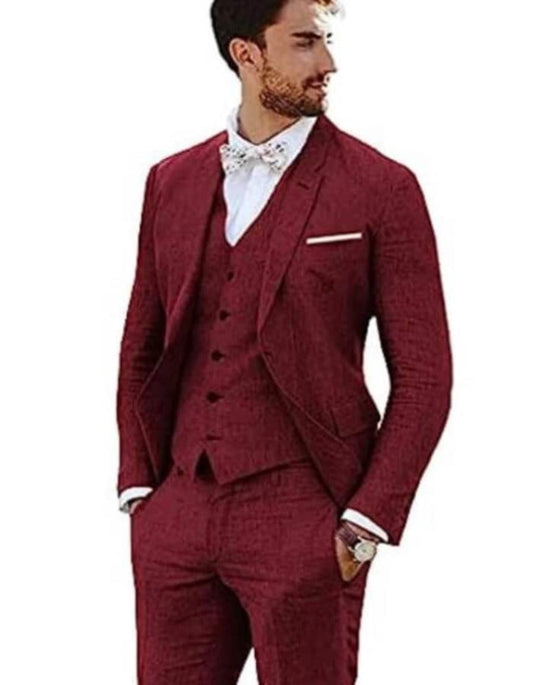 Linen Suit - Mens Summer Suits in Light Burgundy - Beach  Wedding - Men's Tuxedo USA